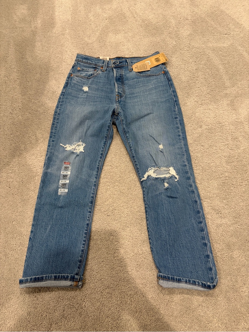 Levi's Distressed Light Blue Boyfriend Jeans